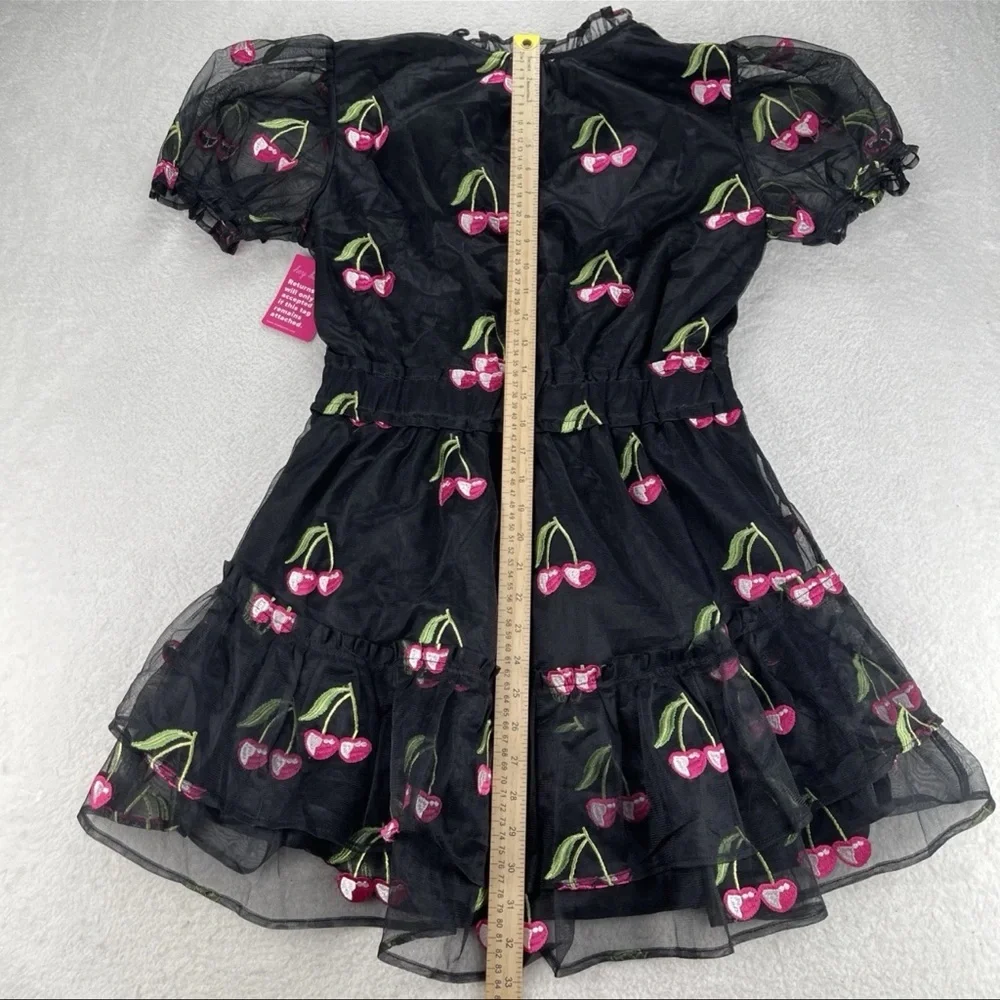 Buddy Love Sz Medium CLEMENTINE Elastic Waist Mini Dress Wild Cherries Black NWT - Picture 11 of 13